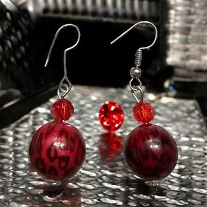 Elegant Red Beaded Earrings